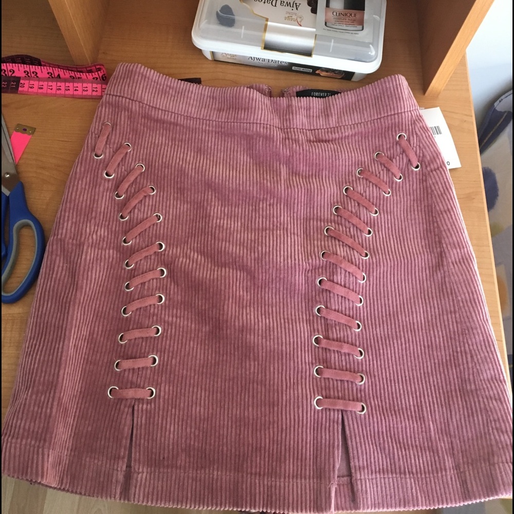 Mauve suede lace up skirt